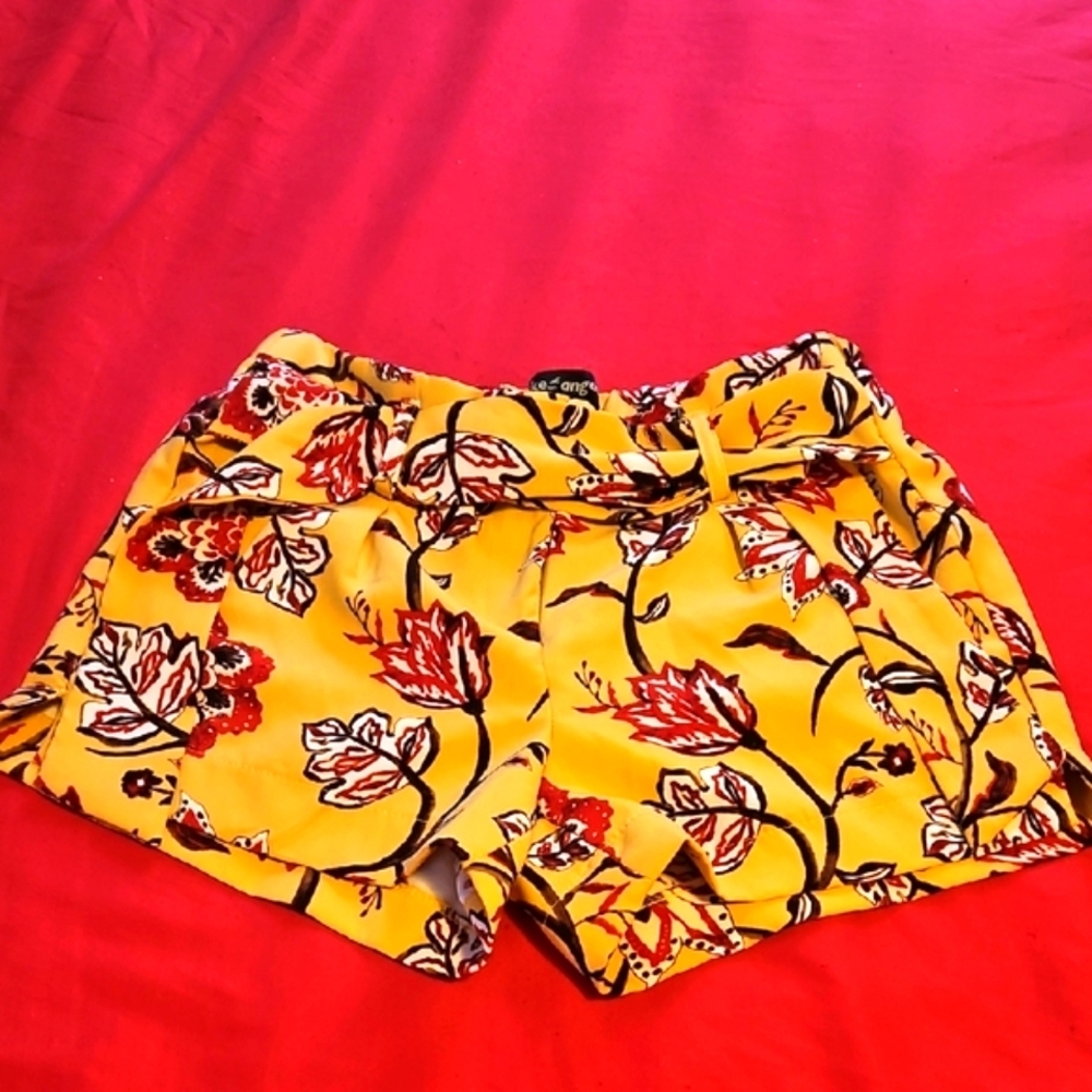 Like an Angel Yellow and Red Floral Shorts